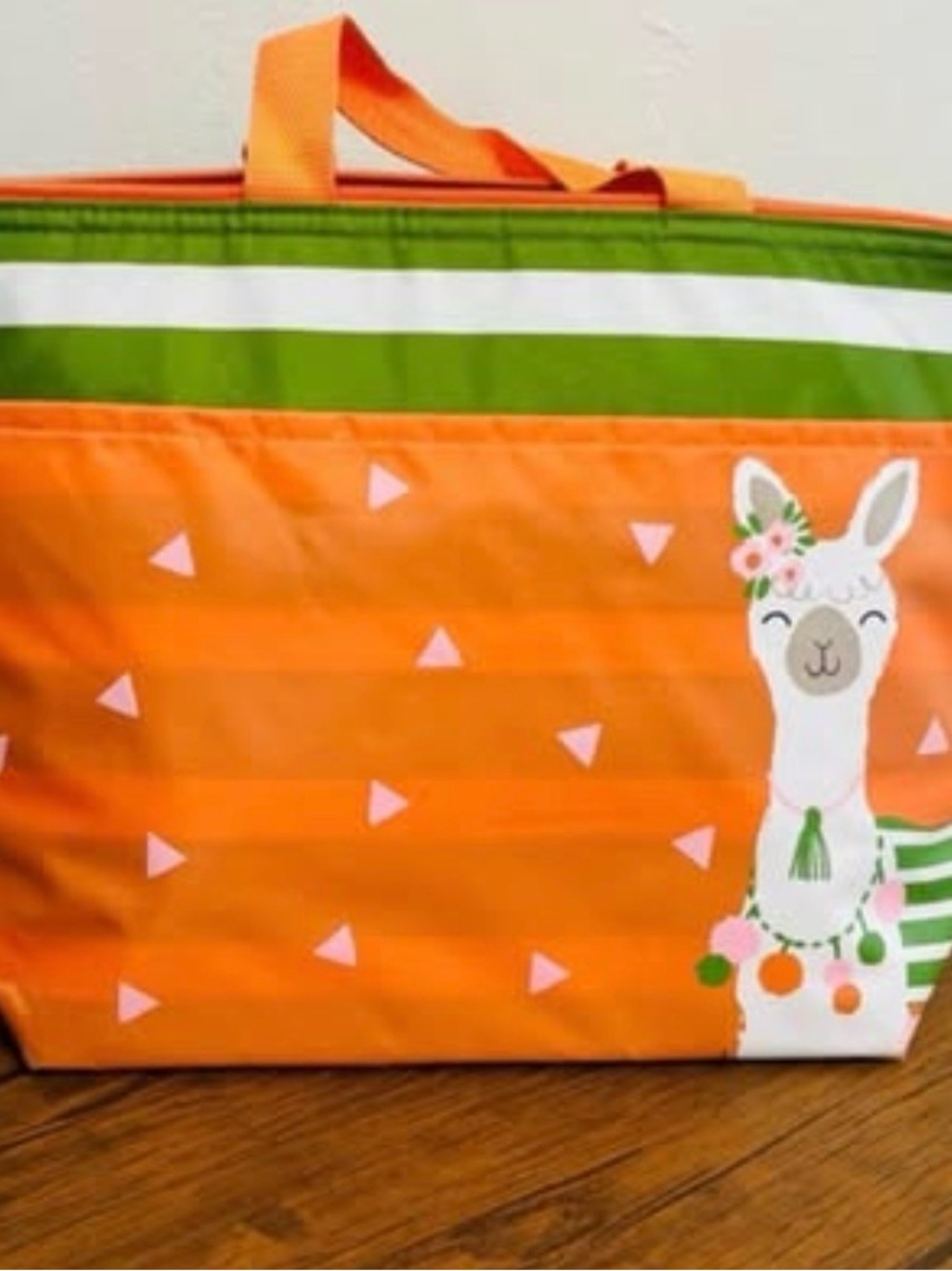 Thirty one Orange, green, and white with a Llama lunch bag 14.5 × 9.5 x 3 NIP